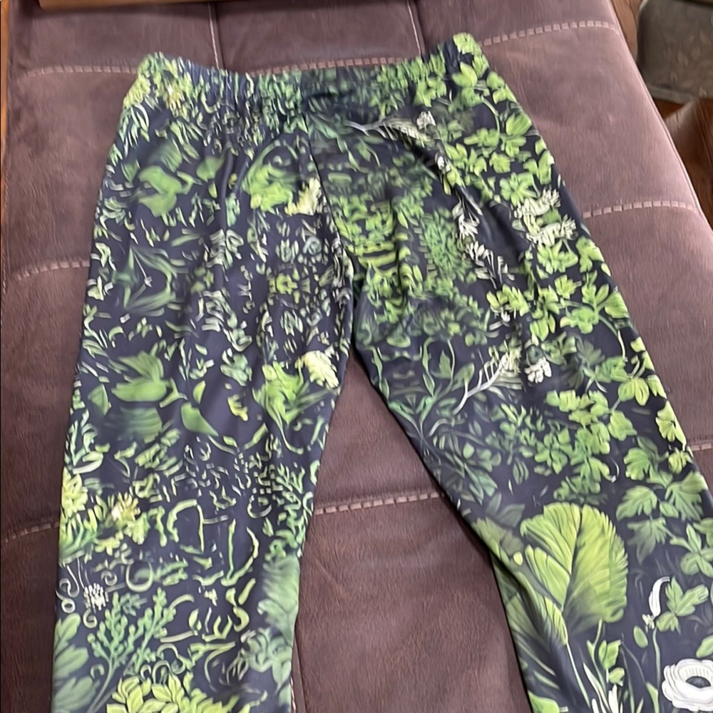 Green Leaf Print Joggers